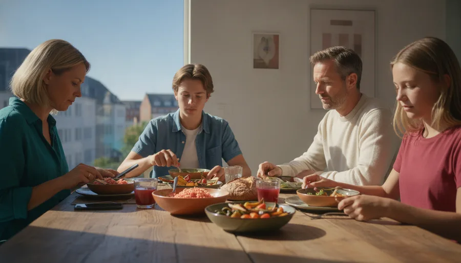 Familiemiddag med skjermene som en usynlig gjest.